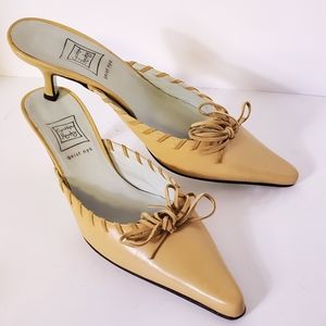 Cynthia Rowley Nude Kitten Heel Slip on Mules